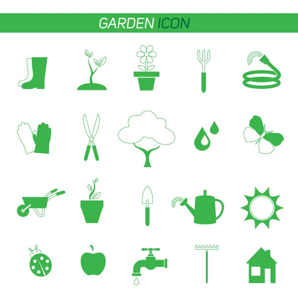 Conjunto Iconos Simples Del Jardín — Vector de stock