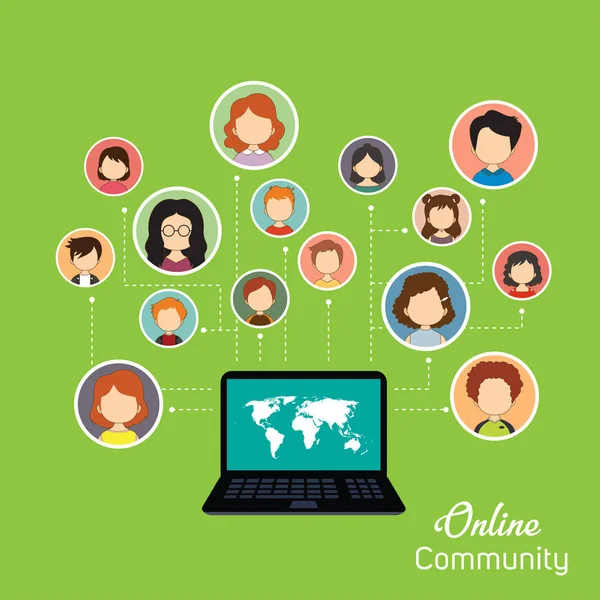 Online Community Design Vector Illustratie — Stockvector