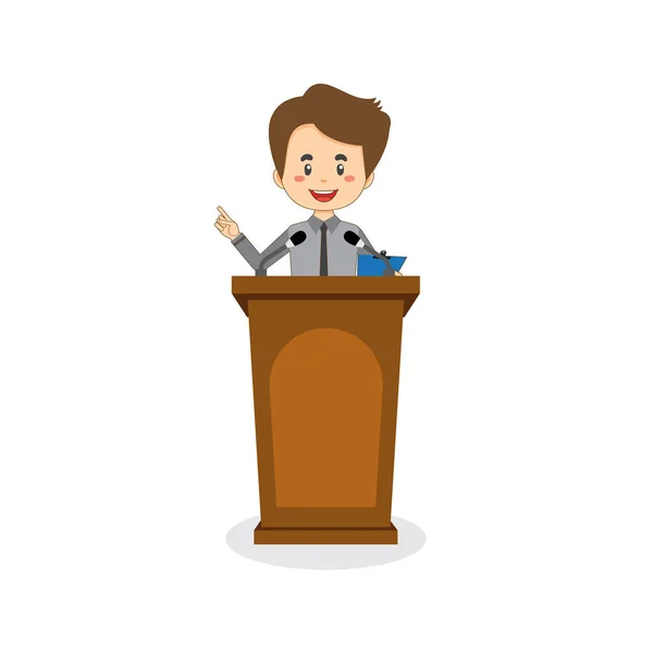 Business Character Speak Podium — 스톡 벡터