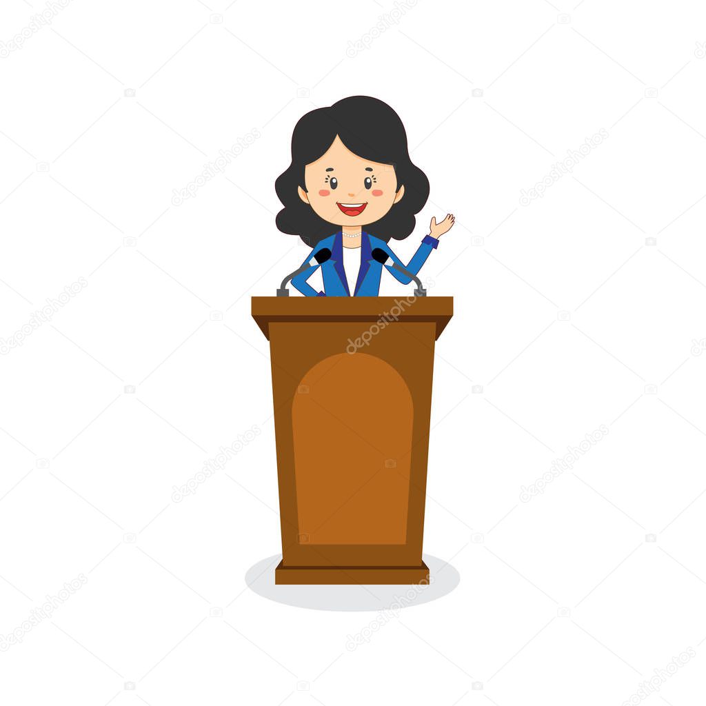 Business Character Speak On The Podium