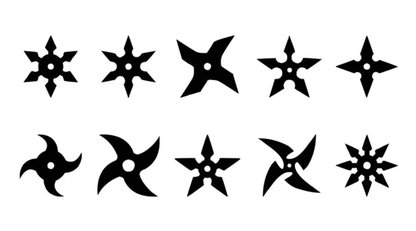 Conjunto Iconos Shuriken Con Varias Formas — Vector de stock