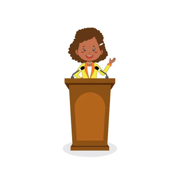 Businesswoman Character Speak On The Podium