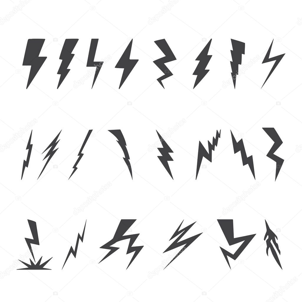 A Set of Lightning Icons with Various Shapes