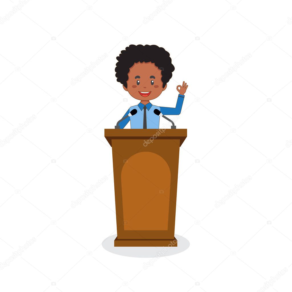 Business Character Speak On The Podium