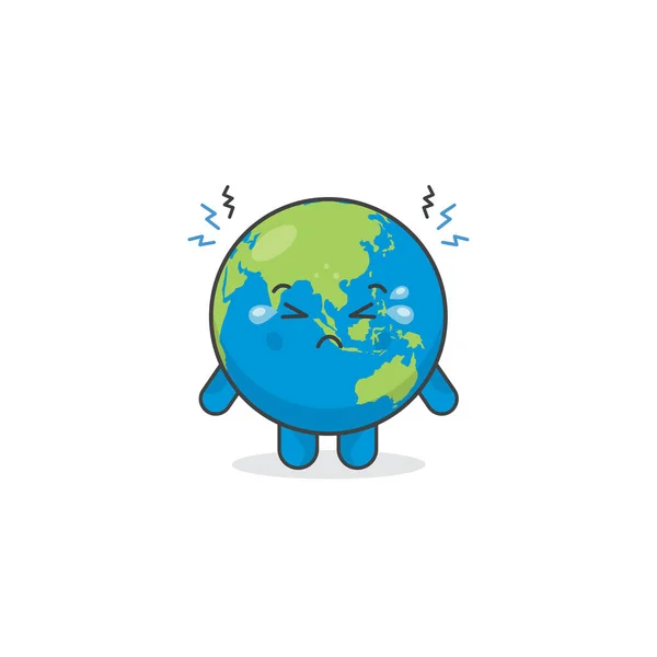 Cute Earth Characters Sad Vector Illustration