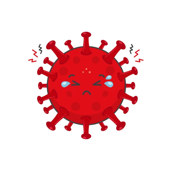 Üzgün Fadeli Sevimli Virüs Karakteri — Stok Vektör