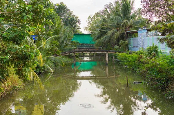 Canal étroit du delta du Mékong Vietnam — Photo