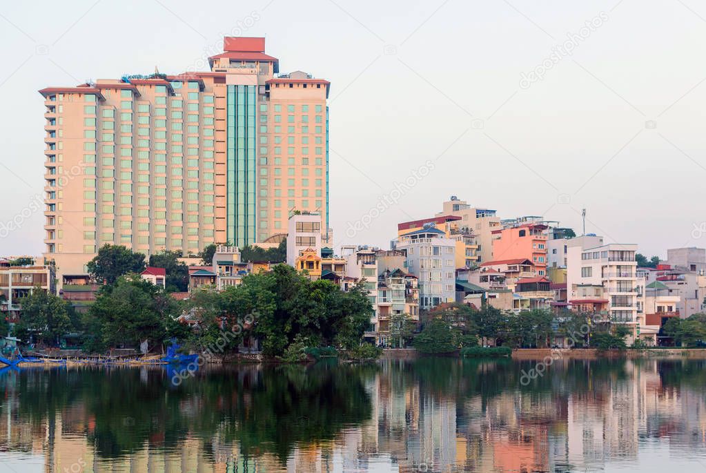 Lake Truc Bach lake in the center of the capital of Vietnam Hanoi