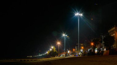 Pattaya City, Tayland Jomtien Beach gece görünümü