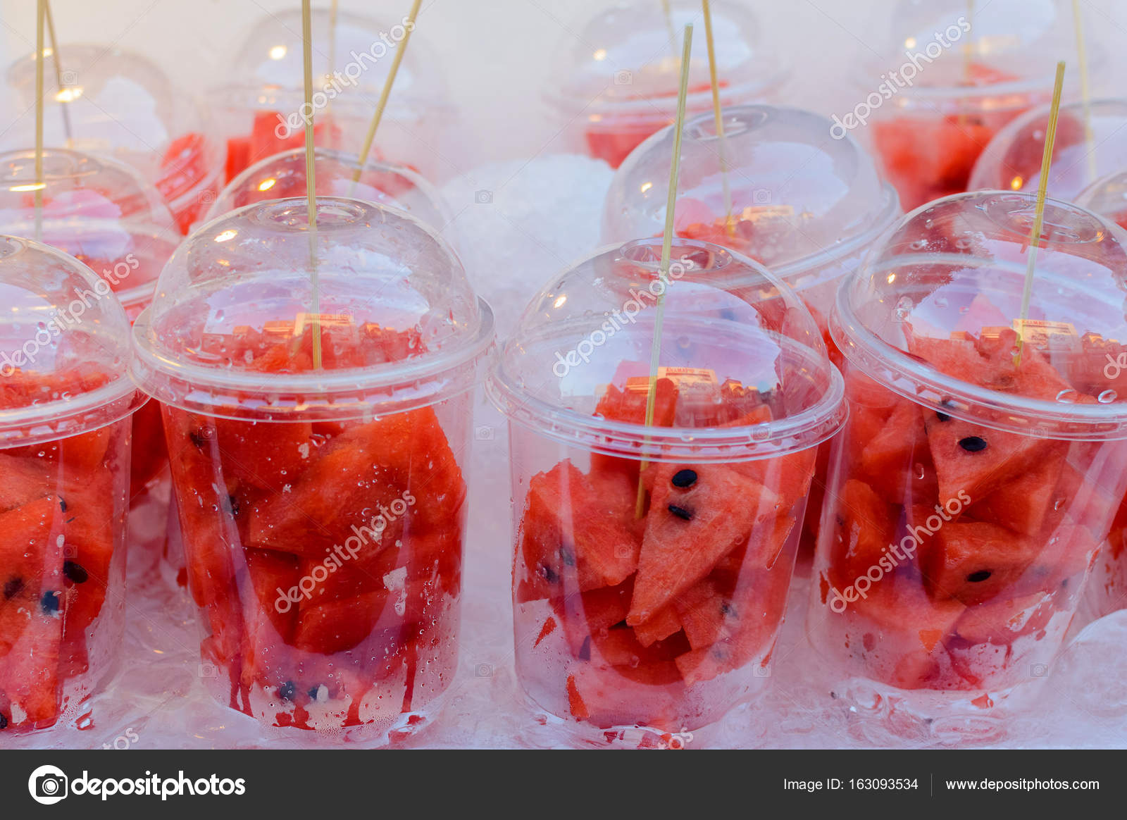 Pieces Of Cut Up Watermelon In A Clear Plastic Cup On A Hot Day Stock Photo Image By C Rostovdriver Pieces Of Cut Up Watermelon In A Clear Plastic Cup On A Hot Day Stock Photo Image By C Rostovdriver