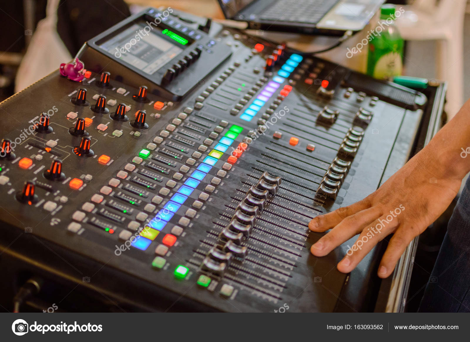 Sound Recording Studio Mixing Desk With Engineer Or Music Producer
