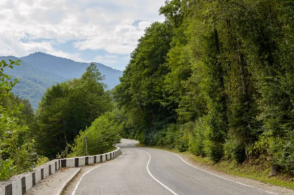 Кривая асфальтовая дорога в горах — стоковое фото