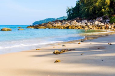 Kumsaldaki Mavi Okyanus Dalgası. Geçmişi. Seçici odak