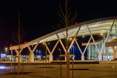 Rostov on Don, Rusya Federasyonu - 12 Aralık 2017: Uluslararası Havaalanı Platov dış yapı