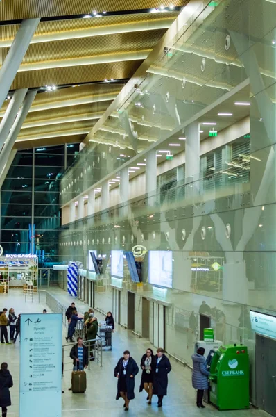 Rostov on Don, Russia - December 12, 2017: International airport Platov, interior of building — Stock Photo, Image