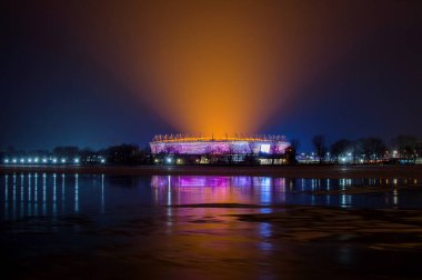 Rusya, Rostov-on-Don, 24 Ocak 2018, Rostov Arena futbol stadyumu. 2018 FIFA Dünya Kupası stadyumu. Nightview aydınlatması