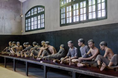 Hanoi, Vietnam - 8 Aralık 2016: Maison Centrale Hoa Lo hapishane Hilton Hanoi Vietnam Savaşı sırasında Amerikan askerleri tarafından takma oldu