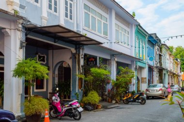 Tayland, Phuket, Fabruary 13, 2017: Phuket eski şehrin sokaklarında, mimari.