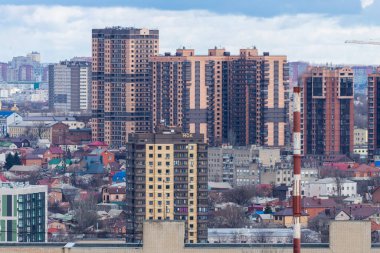 Rostov-on-Don, Rusya, 23 Ocak 2020, Rostov-on-Don hava görüntüsü. Rostov şehrinin Don Panorama 'sı.