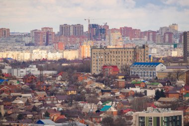 Rostov-on-Don, Rusya, 23 Ocak 2020, Rostov-on-Don hava görüntüsü. Rostov şehrinin Don Panorama 'sı.
