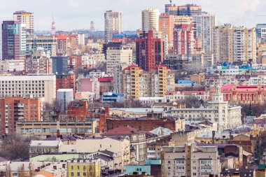 Rostov-on-Don, Rusya, 23 Ocak 2020, Rostov-on-Don hava görüntüsü. Rostov şehrinin Don Panorama 'sı.