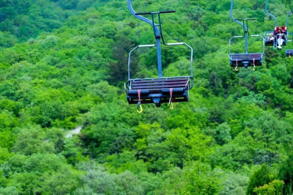 Funiculaire Avec Sièges Dans Station Montagne — Photo