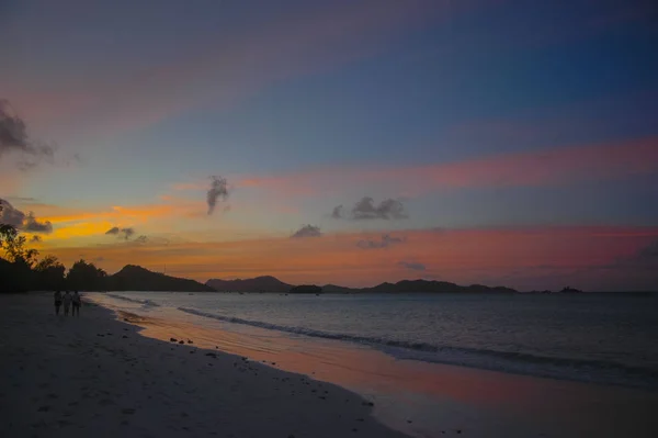 Puesta Sol Isla Seychelles — Foto de Stock