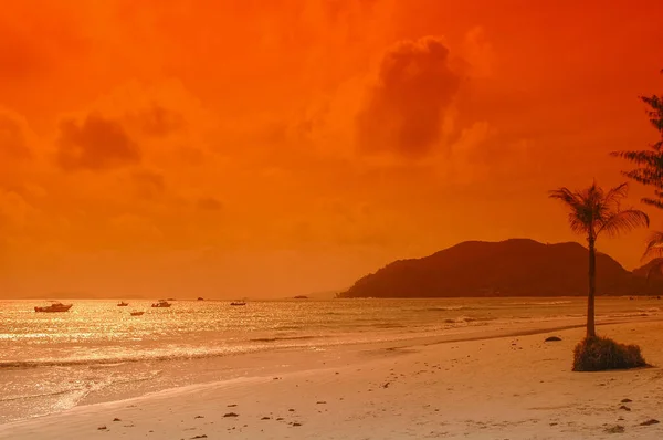 Cielo Naranja Isla Seychelles — Foto de Stock