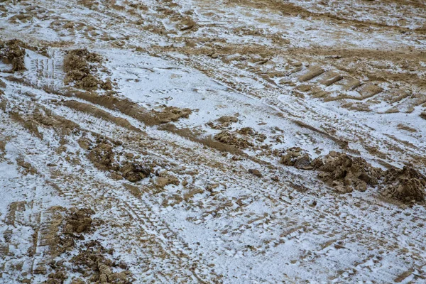 Footprints Lines Frosty Sand — Stock Photo, Image