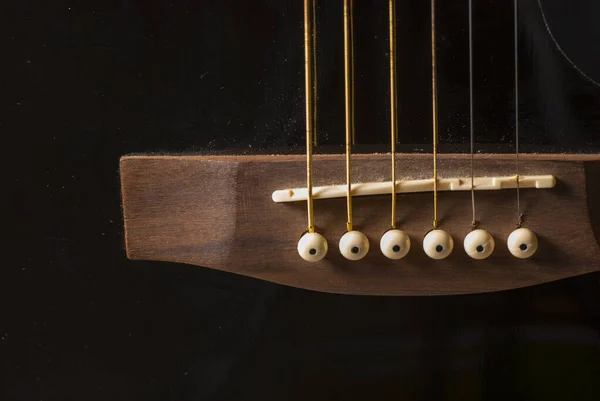 Guitarra Acústica Preta Seis Cordas — Fotografia de Stock