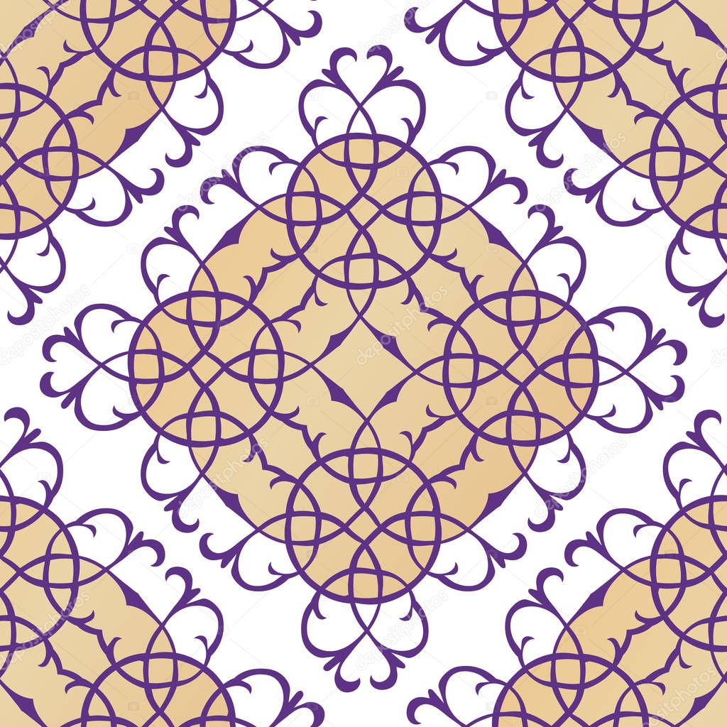 Gold ornament, seamless background. 