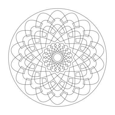 Mandala boyama sayfası, illüstrasyon vektörü. Rosette deseni. Soyut mandala. Sanat Terapisi. Dekoratif öge.