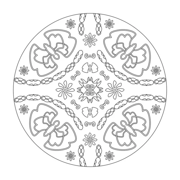 Mandala Butterflies Mandala Coloring Page Illustration Vector Art Therapy Decorative 스톡 벡터