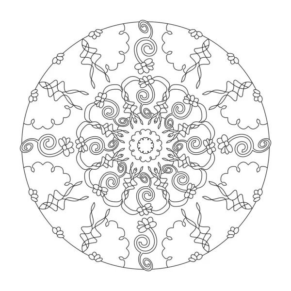 Jolies Fleurs Coloriage Mandala Vecteur Illustration Thérapie Artistique Élément Décoratif Graphismes Vectoriels