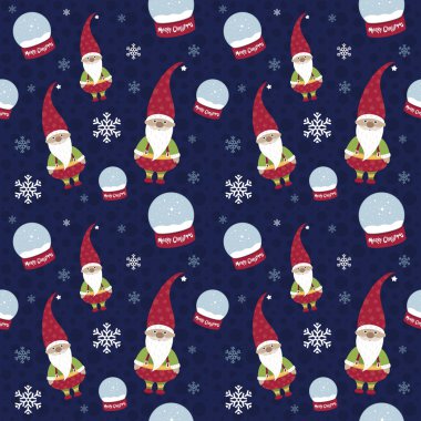 Kusursuz desenli Mutlu Noeller. Noel Baba. Vektör illüstrasyonu