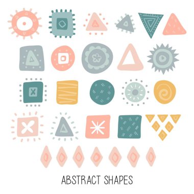 Pastel el el çizimi vektör soyut şekilleri. Beyaz arkaplanda resim.