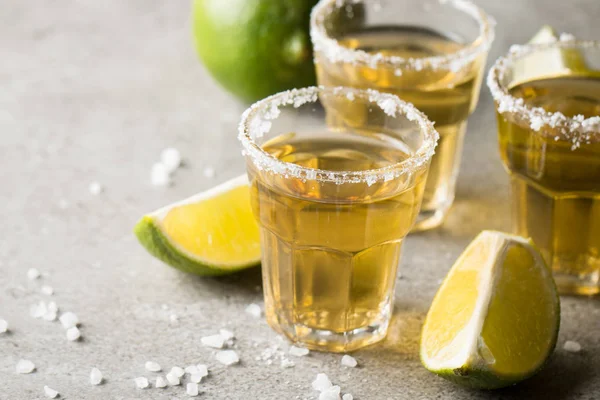 Makro Fokus Foto Skott Gyllene Mexikanska Tequila Med Lime Och — Stockfoto