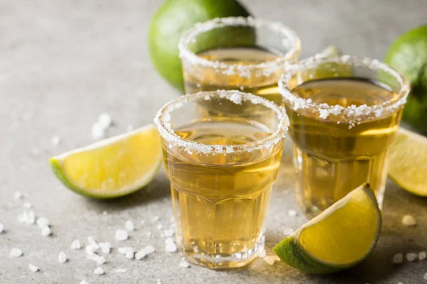 Makro Fokus Foto Skott Gyllene Mexikanska Tequila Med Lime Och — Stockfoto