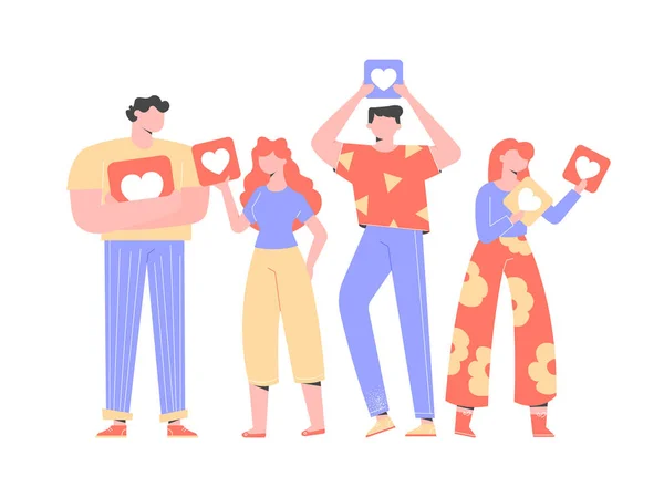 Grupo de personas, hombres y mujeres, de pie en una fila . — Vector de stock