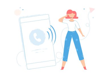 Kız büyük bir akıllı telefona yakın..