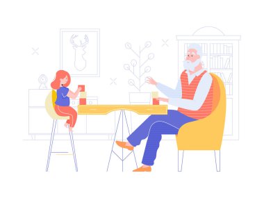 Büyükbaba ve torun birlikte oynuyorlar..