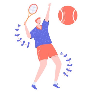 Raketli erkek tenisçi.