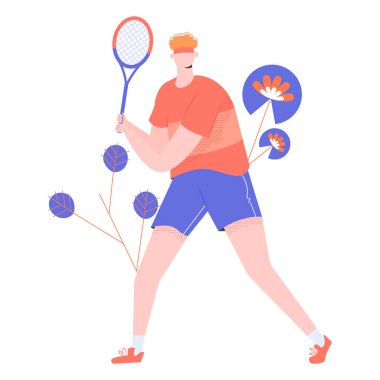 Raketli erkek tenisçi.