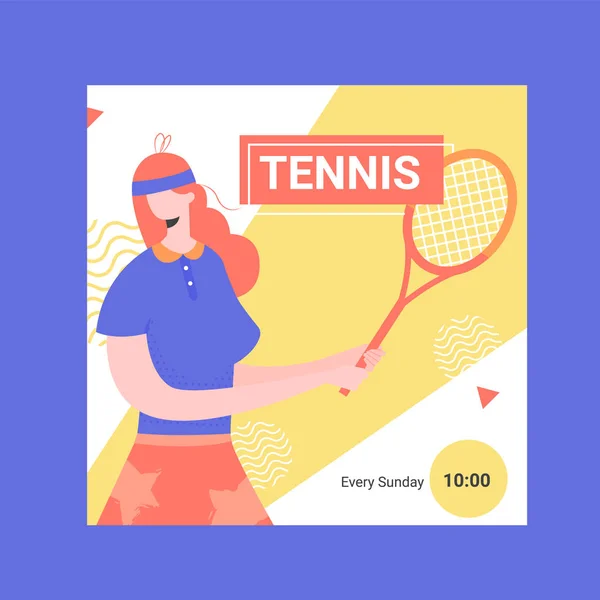 Banner für Wettkämpfe oder Training im Tennis. — Stockvektor