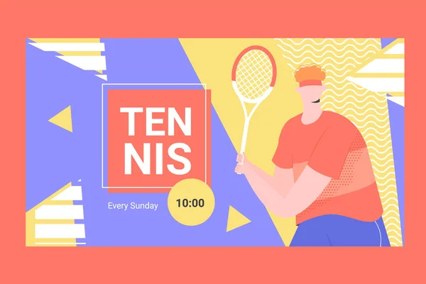 Banner für Wettkämpfe oder Training im Tennis. — Stockvektor