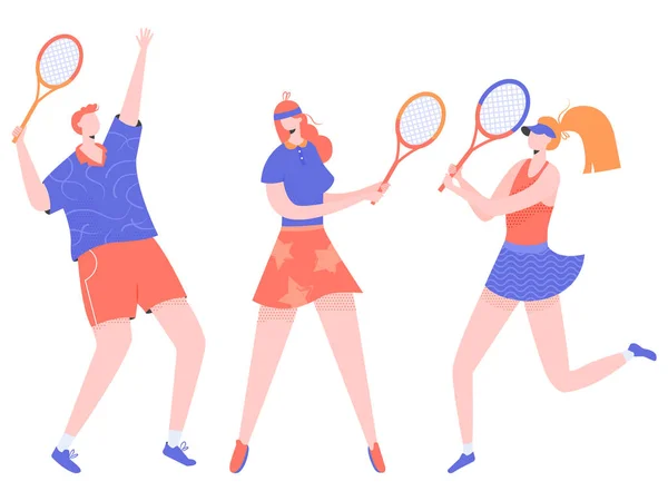 Gruppe von Sportlern Tennisspieler. — Stockvektor