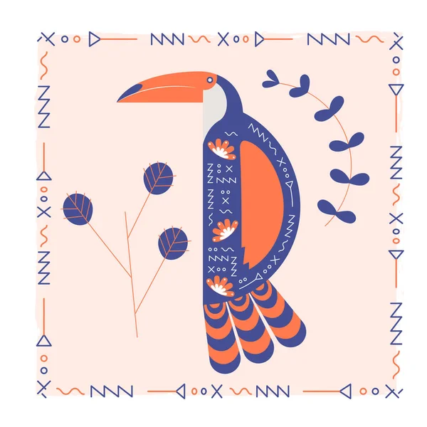 Uccello ornamentale toucan . — Vettoriale Stock
