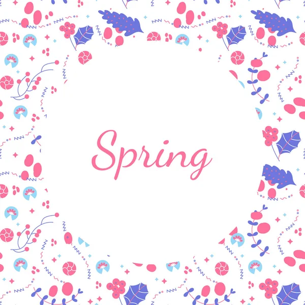 Inscripción Primavera rodeada de flores . — Vector de stock
