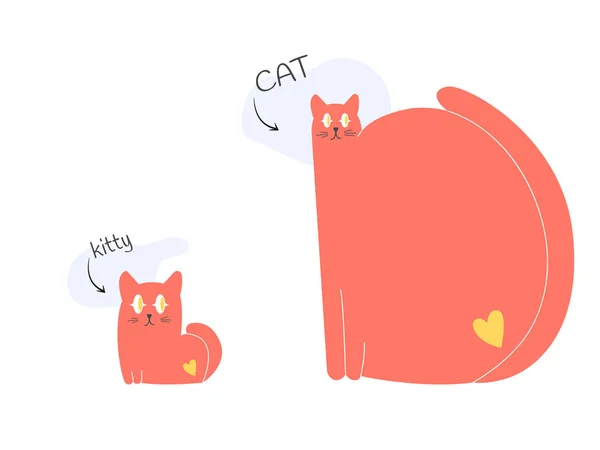Gato y gatito . — Vector de stock