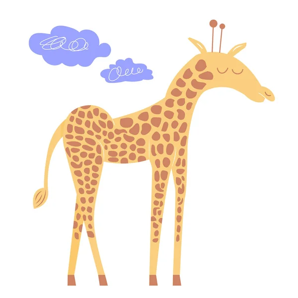 Cute giraffe with closed eyes.